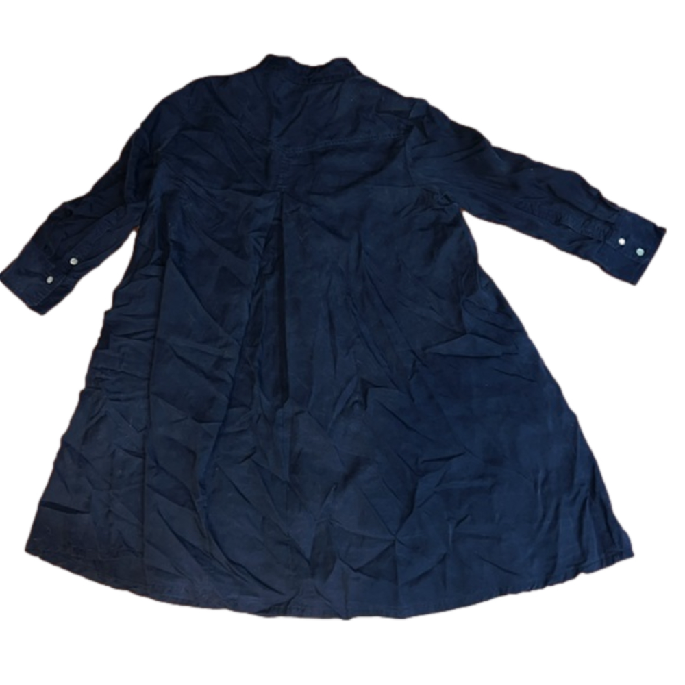 Navy Blue Button Down Sharagano Collared Dress - image 2